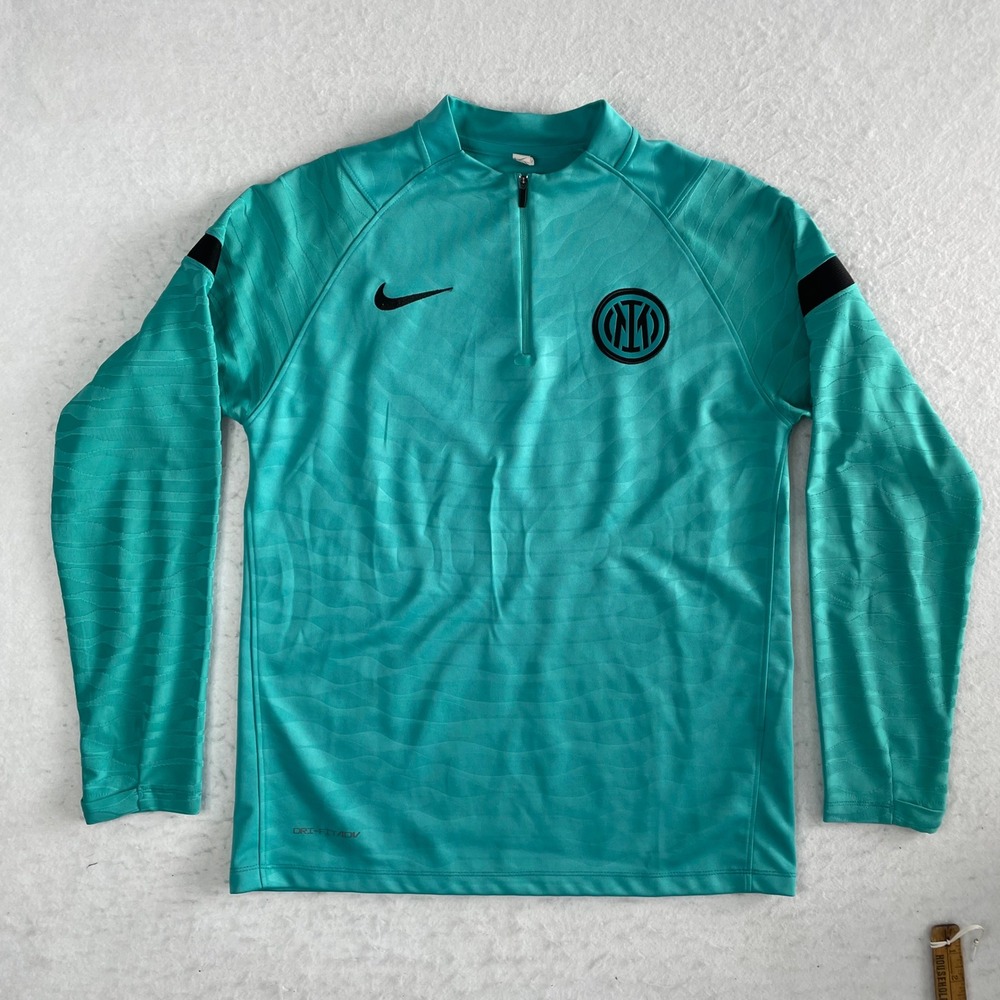 Nike Inter Milan Drill Top Mens Large Teal Dri-FIT ADV Soccer Training 1/4 Zip